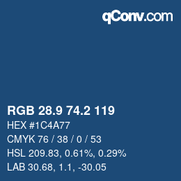 Color code: RGB 28.9 74.2 119 | qconv.com