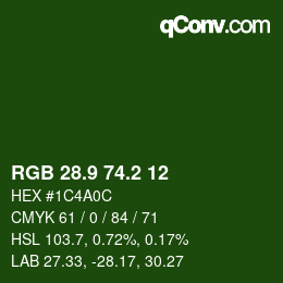 カラーコード: RGB 28.9 74.2 12 | qconv.com