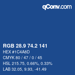 Color code: RGB 28.9 74.2 141 | qconv.com