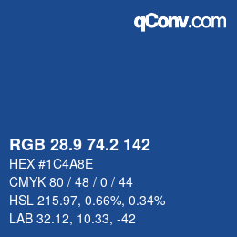 Color code: RGB 28.9 74.2 142 | qconv.com
