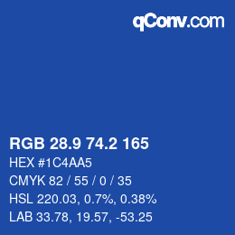 Color code: RGB 28.9 74.2 165 | qconv.com