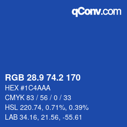 Color code: RGB 28.9 74.2 170 | qconv.com