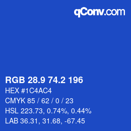 カラーコード: RGB 28.9 74.2 196 | qconv.com