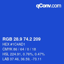 カラーコード: RGB 28.9 74.2 209 | qconv.com