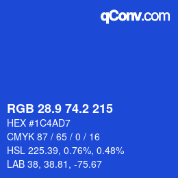 カラーコード: RGB 28.9 74.2 215 | qconv.com