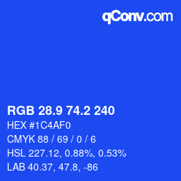 カラーコード: RGB 28.9 74.2 240 | qconv.com