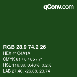 カラーコード: RGB 28.9 74.2 26 | qconv.com