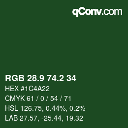 Color code: RGB 28.9 74.2 34 | qconv.com