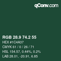 カラーコード: RGB 28.9 74.2 55 | qconv.com