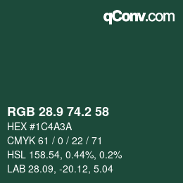 Color code: RGB 28.9 74.2 58 | qconv.com