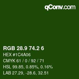カラーコード: RGB 28.9 74.2 6 | qconv.com