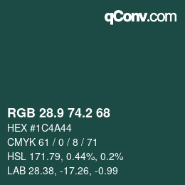 Color code: RGB 28.9 74.2 68 | qconv.com