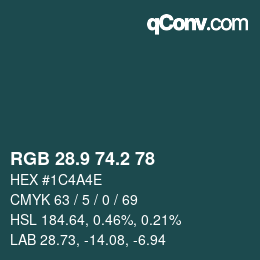Color code: RGB 28.9 74.2 78 | qconv.com