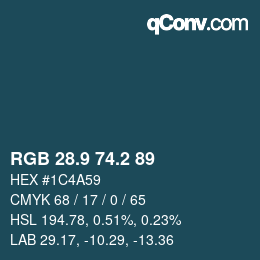 Color code: RGB 28.9 74.2 89 | qconv.com