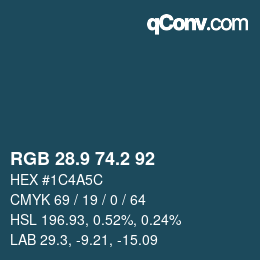 Farbcode: RGB 28.9 74.2 92 | qconv.com