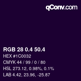 カラーコード: RGB 28 0.4 50.4 | qconv.com