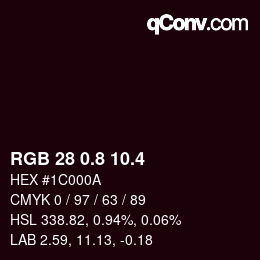 カラーコード: RGB 28 0.8 10.4 | qconv.com