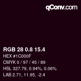 カラーコード: RGB 28 0.8 15.4 | qconv.com