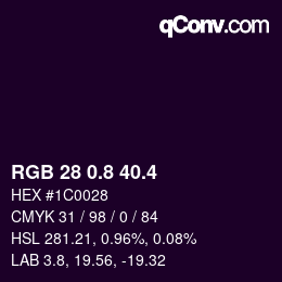 カラーコード: RGB 28 0.8 40.4 | qconv.com