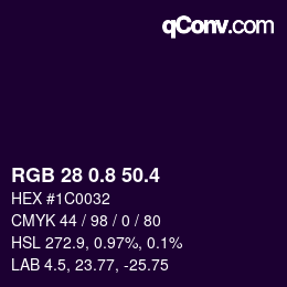 カラーコード: RGB 28 0.8 50.4 | qconv.com