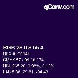 カラーコード: RGB 28 0.8 65.4 | qconv.com