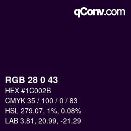 Farbcode: RGB 28 0 43 | qconv.com