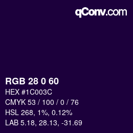 Farbcode: RGB 28 0 60 | qconv.com