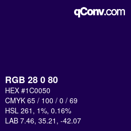 颜色代码: RGB 28 0 80 | qconv.com