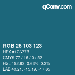 カラーコード: RGB 28 103 123 | qconv.com