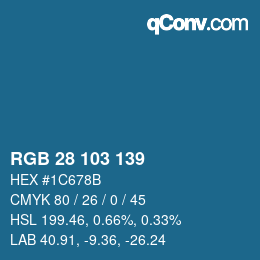 カラーコード: RGB 28 103 139 | qconv.com