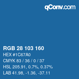 Color code: RGB 28 103 160 | qconv.com