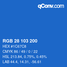 カラーコード: RGB 28 103 200 | qconv.com