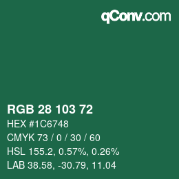 Color code: RGB 28 103 72 | qconv.com