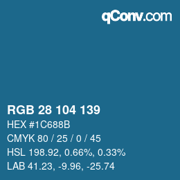 Color code: RGB 28 104 139 | qconv.com