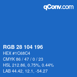 カラーコード: RGB 28 104 196 | qconv.com