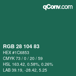 カラーコード: RGB 28 104 83 | qconv.com