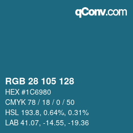 Color code: RGB 28 105 128 | qconv.com