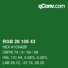 Farbcode: RGB 28 106 43 | qconv.com
