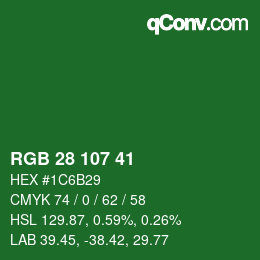 Farbcode: RGB 28 107 41 | qconv.com