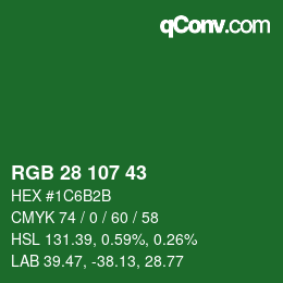 Farbcode: RGB 28 107 43 | qconv.com