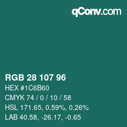 Farbcode: RGB 28 107 96 | qconv.com