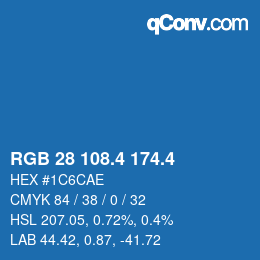 カラーコード: RGB 28 108.4 174.4 | qconv.com