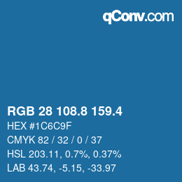 カラーコード: RGB 28 108.8 159.4 | qconv.com