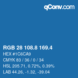 カラーコード: RGB 28 108.8 169.4 | qconv.com