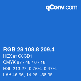 カラーコード: RGB 28 108.8 209.4 | qconv.com