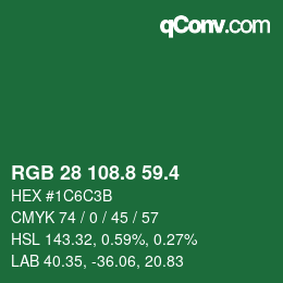 カラーコード: RGB 28 108.8 59.4 | qconv.com