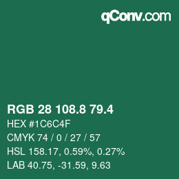 カラーコード: RGB 28 108.8 79.4 | qconv.com