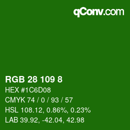 Color code: RGB 28 109 8 | qconv.com
