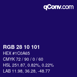 Color code: RGB 28 10 101 | qconv.com