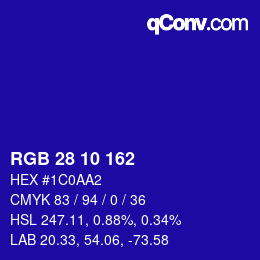 Color code: RGB 28 10 162 | qconv.com